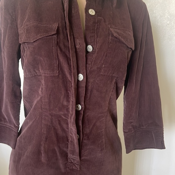 JEANOLOGY Corduroy Brown color, buttons closing front Womens midi DRESS size 8 - Picture 4 of 16